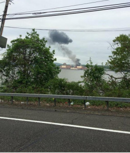 Indian Point fire, as seen from Rockland County